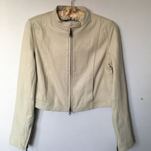 Gap Café Racer Cropped Leather Jacket - XS